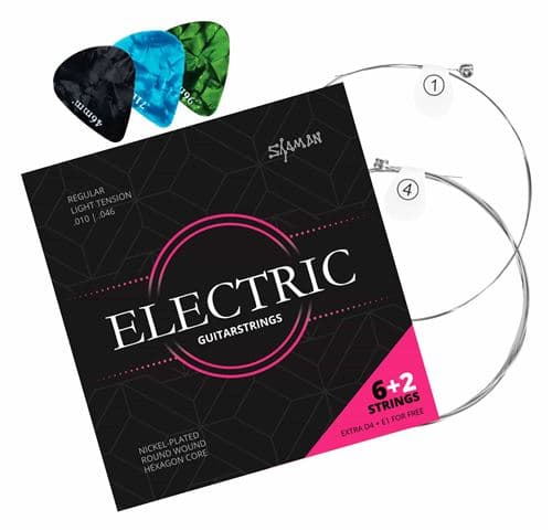 Shaman Electric cordes pour guitare électrique, y compris 2 cordes de rechange et 3 plectres