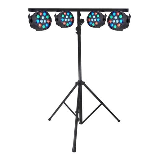 Ibiza Light Projecteurs A LED Pack Light 4 PAR Mini RGBW + Portique