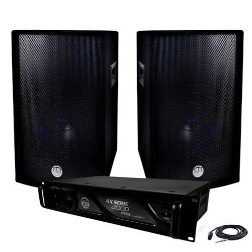 BM Sonic Sonorisation 2600W Ampli Mydj + Enceintes BMS-12 de 2x600W + Câblages