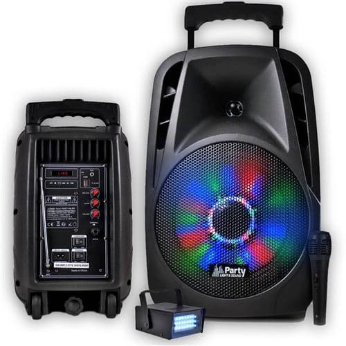 Party Light & Sound PARTY-8LED sur batterie 8" à LEDs RVB USB/BT/FM + Micro + Ledstrobe LytOr