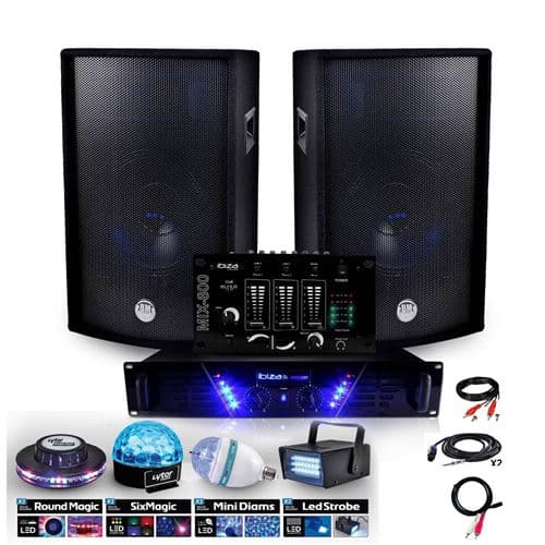 Ibiza Sound Sono Ampli 480W + HP BMS-12 de 2x600W mix + PACK DIAMS