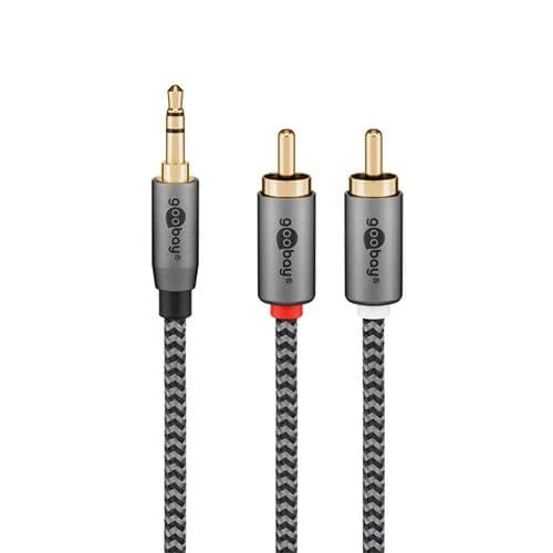 Goobay rca mâles gold nylon tressé 5m