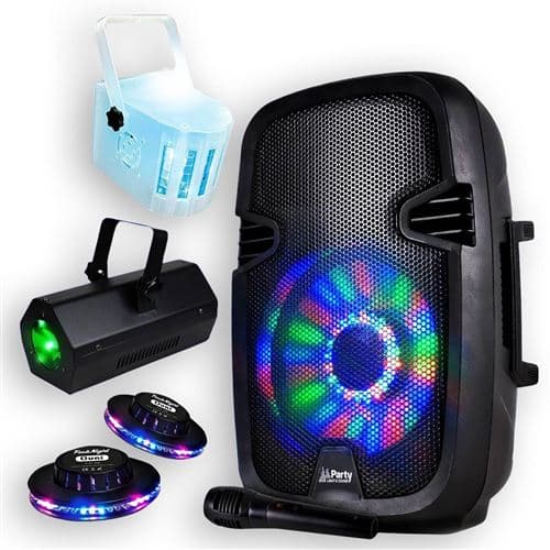 Lytor SONO Karaoké PARTY8 300W + JEUX DE LUMIÈRE 2 Effets OVNI + 1 DERBY KOLOR + 1 GOBO LCM003LED