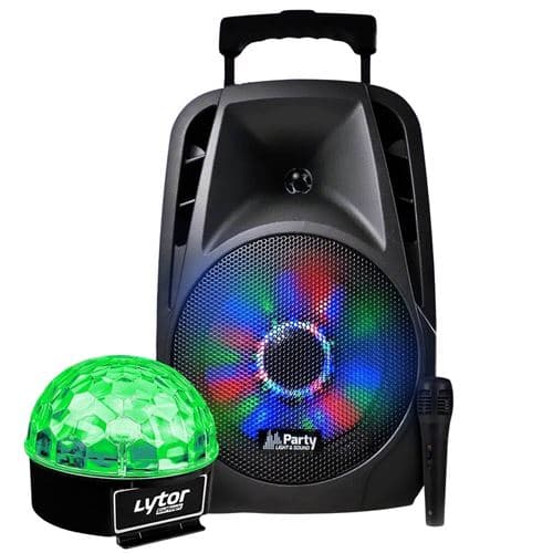 Party Light & Sound PARTY-8LED sur batterie 8" à LEDs RVB USB/BT/FM + Micro + Sixmagic LytOr