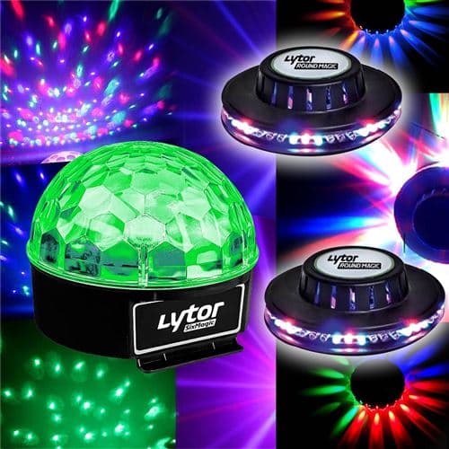 Lytor jeux de lumière 2 Effets ROUNDMAGIC OVNI + BOULE LED Sixmagic RVB