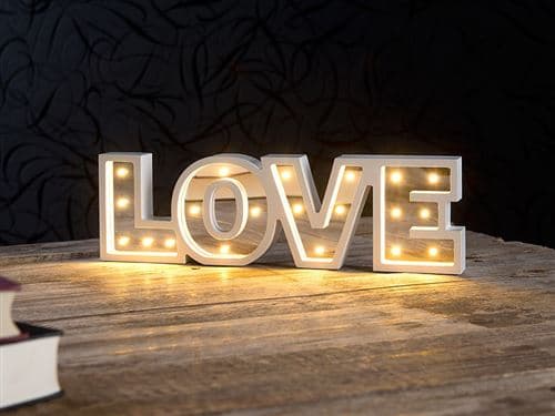 Lunartec Miroir décoratif lumineux sans fil "LOVE" avec fonction minuteur