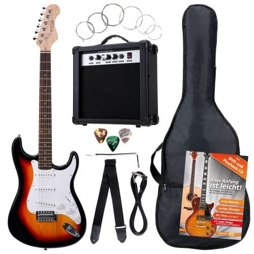 Rocktile Banger s Pack set guitare électrique Sunburst, 7 pièces