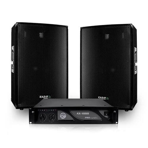Ibiza Sound SONO DJ enceintes 1200W DISCO12 + Ampli MyDj 1000W +