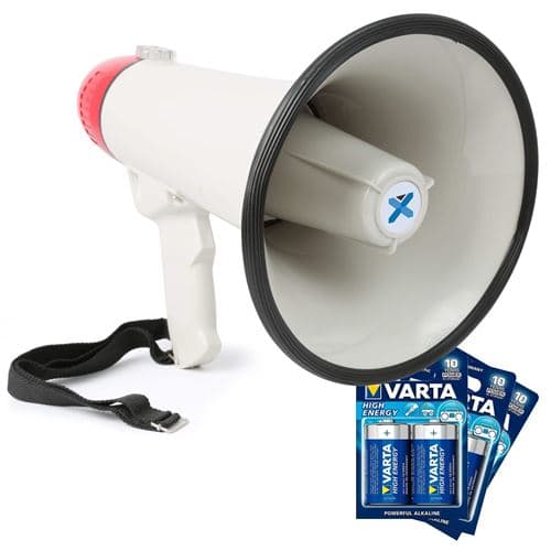 Vonyx MEG040 Kit Mégaphone Transportable avec 6 Piles Type D 1,5V, Plug and Play