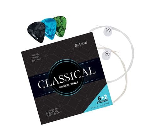 Shaman Classical cordes pour guitare classique, y compris 2 cordes de rechange et 3 plectres