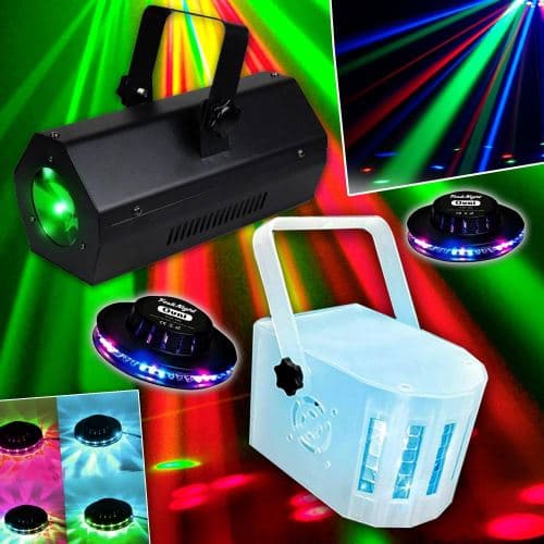 Lytor jeux de lumière 4 effets 2 ovni ufo 48 leds + 1 derby rgb + 1 gobo flower
