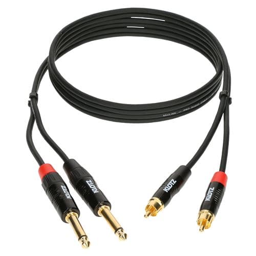 KLOTZ Bretelle 2x Jack mâles TS / 2x RCA mâles, 1.5m Câble Bretelle