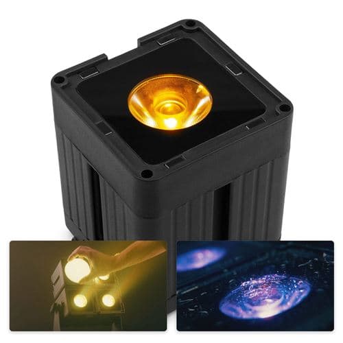 BEAMZ Pro KUBE20BK Projecteur LED PAR Uplight sur Batterie IP65 Noir, 20 Watts, RGBWA-UV, Autonomie 12H