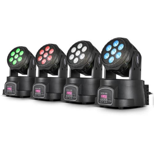 Lytor Lyres à LEDs 4en1 Rouge/Vert/Bleu/Blanc DMX 7x4W Wash7