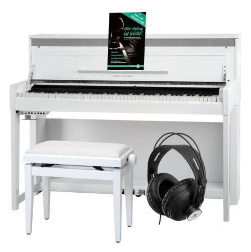 Classic Cantabile UP-1 WH Piano Droit Numérique Blanc Brillant Deluxe Set avec Banc et