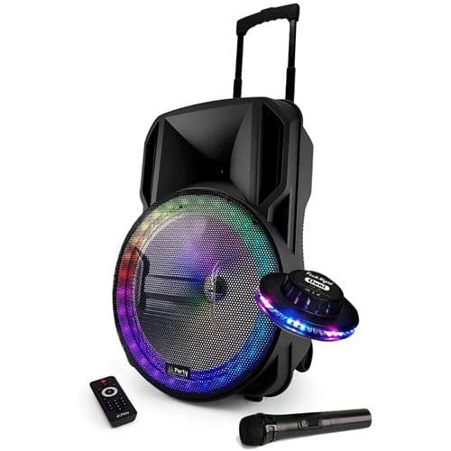 Party Light & Sound sono dj karaoke 800w batterie disco mobile 12 à led rgb usb/micro sd/bluetooth / radio fm + micro vhf + ovni