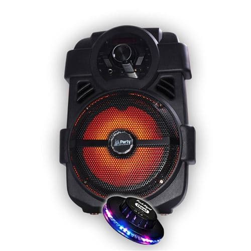 Party Light & Sound Système Audio HANDY180 Portable Karaoke 250W Batterie avec USB/BLUETOOTH/ Radio FM + jeu de lumière OVNI