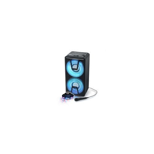 Muse enceinte autonome m-1820dj à led party box portable avec lecteur cd + micro bt/cd/aux/usb lumière ovni