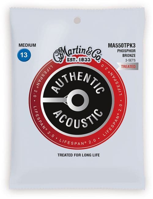 Martin & Co MA550TPK3 Authentic Phsphor Bronze LT Medium 13-56 Pack de 3