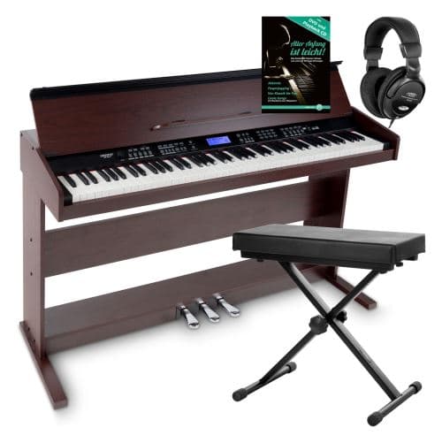 Funkey DP-88 II piano numérique brun set avec banquette de synthé, casque, méthode d apprentissage