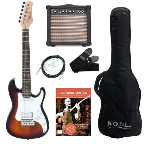 Rocktile Sphere Junior Guitare Eléctrique 3/4 Sunburst SET avec ampli, cable et sangle