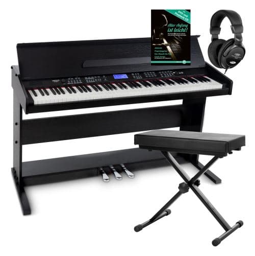 Funkey DP-88 II piano numérique noir set avec banquette de synthé, casque, méthode d apprentissage