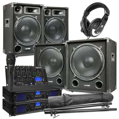 Skytec MAX 1215 caisson de basse 15, mélangeur 4 canaux et amplificateurs
