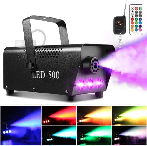 Agptek lumières LED colorées et effet RVB, 500 W et 2000 CFM avec 2 filaires et télécommande sans fil, parfait pour les mariages, Halloween et spectacles de