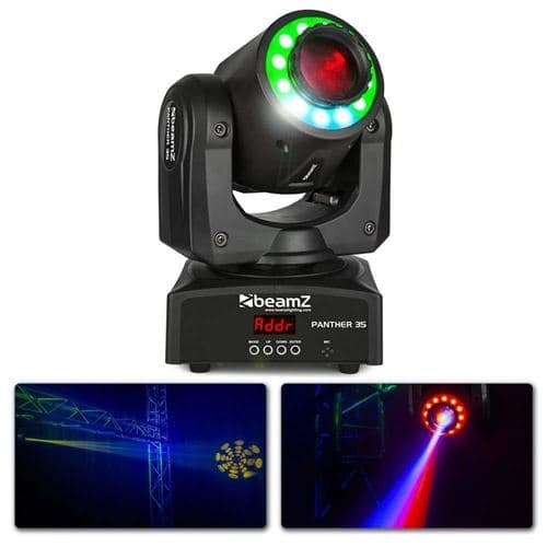 BEAMZ Panther 35 LED Éclairage de soirée Spot Moving Head Lyre DJ RVB SMD noir