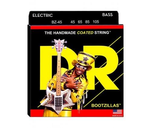 Dr BZ-45 Bootzillas Clear Coated Stainless Steel, jeu guitare basse, Medium 45-105