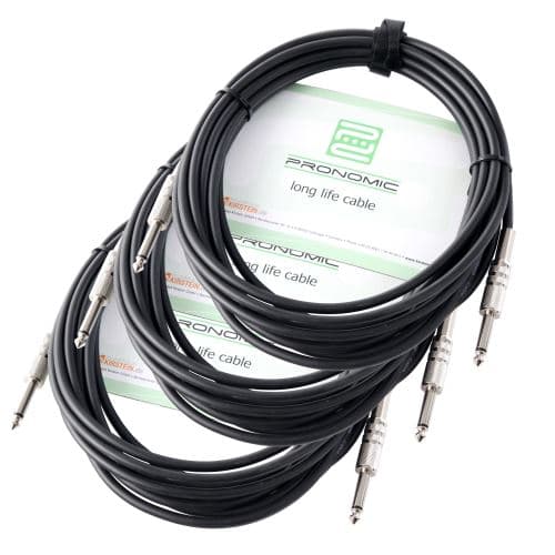 Pronomic Câble Instrument 6m noir jack. Set x 3