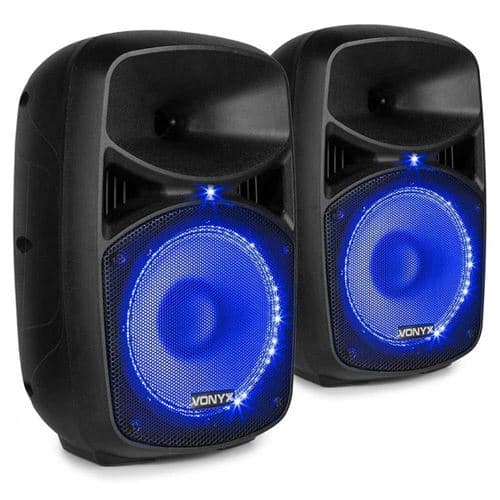 Vonyx VPS082A watts Plug & Play avec télécommande et microphone filaire, paire d enceintes 10 pouces