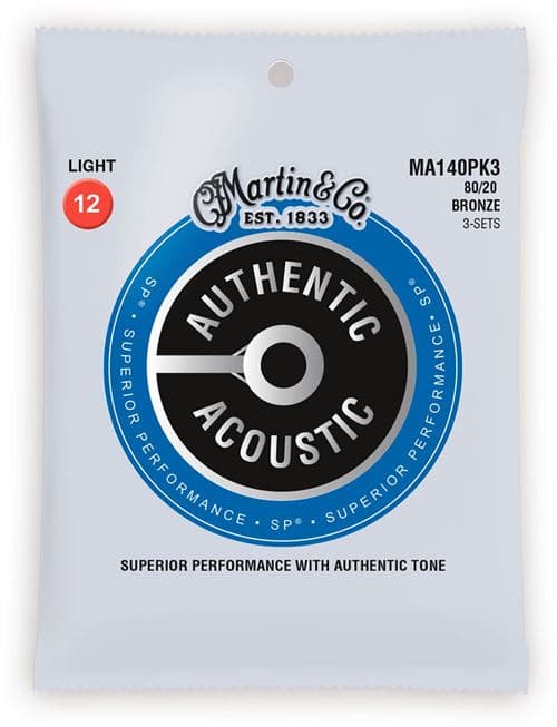 Martin & Co MA140PK3 Authentic 80/20 Bronze Light 12-54 Pack de 3