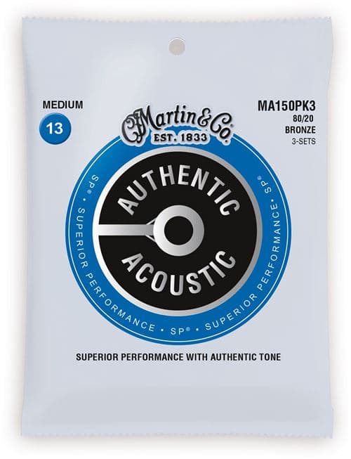 Martin & Co MA150PK3 Authentic 80/20 Bronze SP Medium 13-56 Pack de 3