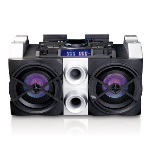 Lenco Enceinte/table de mixage DJ haute puissance avec Bluetooth, USB, radio FM et éclairages PMX-150 Noir-Argent