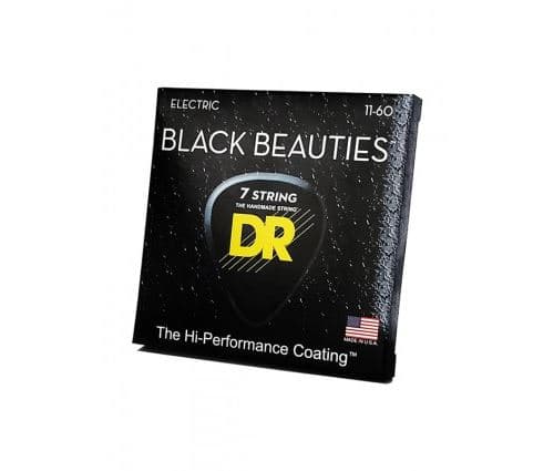 Dr BKE7-11 Black Beauties Black, jeu guitare électrique, 7 cordes Heavy 11-60