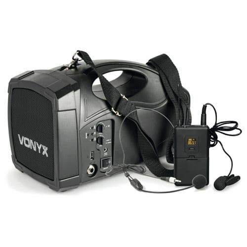 Vonyx ST012 Système Sono portable Mégaphone sans fil avec micro de poche SMT BT MP3 noir