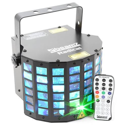 BEAMZ Derby 6x3W RGBAWP avec Laser Vert/Rouge DMX Télécommande