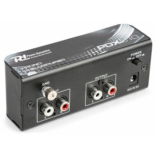 Skytronic Power Dynamics PDX010 Préamplificateur phono, entrée et sortie RCA, Egaliseur RIAA, idéal pour platine vinyle et tourne-disque