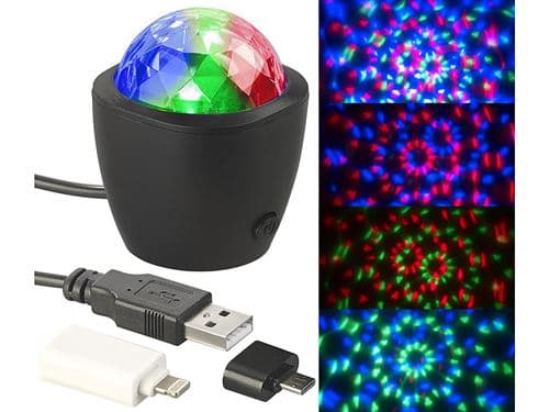 Lunartec : 3 minis boules disco RVB USB / Lightning avec capteur