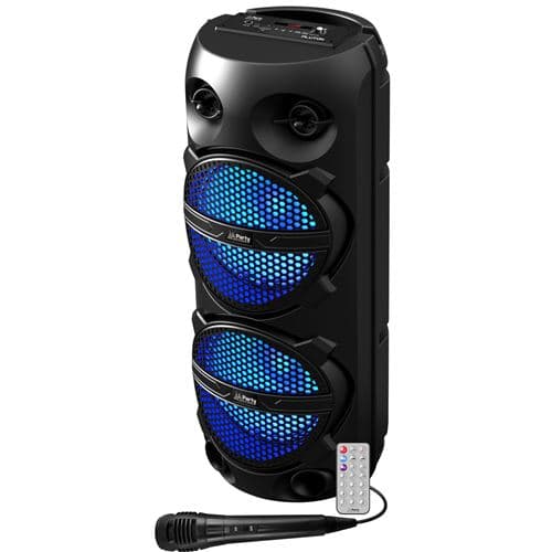 Party Light & Sound autonome 2 x 8/20cm 300W Bluetooth USB Micro SD FM TWS Micro Télécommande & Effets Lumineux Pluton