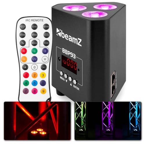 BEAMZ BBP93 Structure Suspendable, sur Batterie RGBW DMX 3x 10 Watts