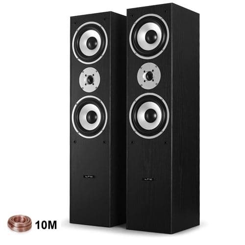 LTC Audio Hifi/Home-Cinéma Noir 2x500W L766-BK + 10 Mètres de câbles transparent