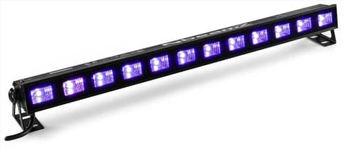 BEAMZ BUVW123 Barre lumineuse de 12 LED UV / blanc chaud commande séparée silencieux aluminium noir