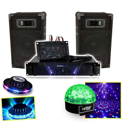 Ibiza Sound DJ-300 Kit de sonorisation DISCO 480W + jeux de lumières