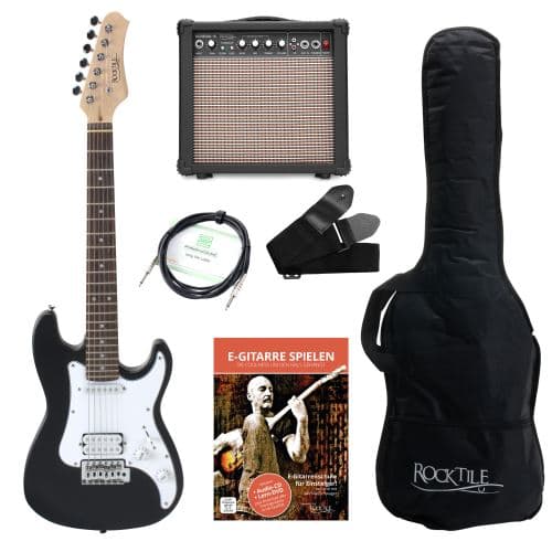 Rocktile Sphere Junior Guitare Eléctrique Noir SET 3/4 avec ampli, cable et sangle
