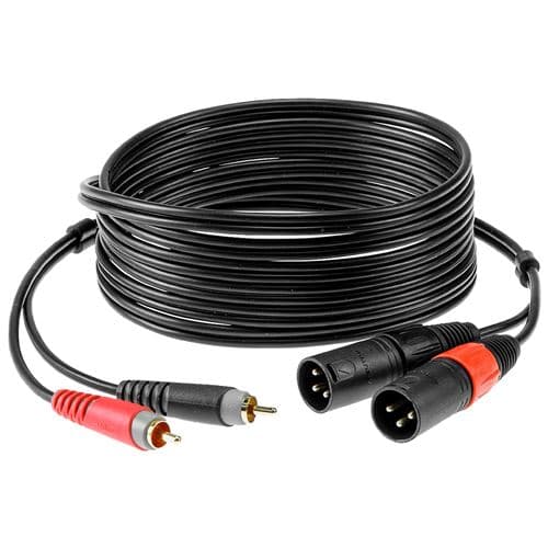 KLOTZ Bretelle 2x RCA mâles / 2x XLR mâles, 3m Câble Bretelle