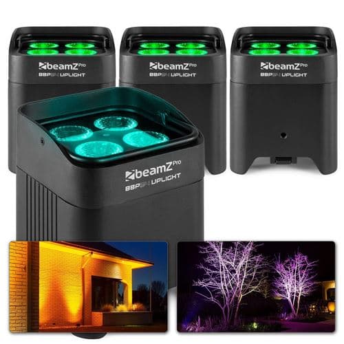 BEAMZ BBP54 Lot de 4 projecteurs 4 x LED 12 W avec IP65, mode DMX, fonction maître/esclave
