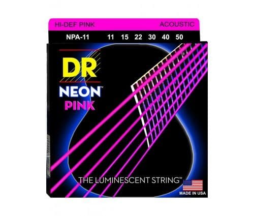 Dr NPA-11 Hi-Def Neon Pink, jeu guitare acoustique, Custom Light 11-50