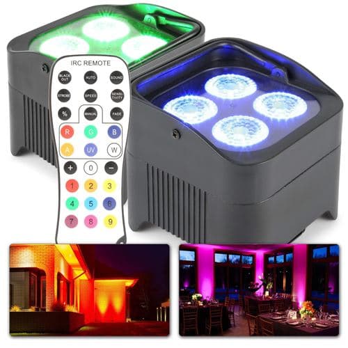 BEAMZ BBP94 Lot de 2 projecteurs Uplight 4x LED 10 W RGBW avec mode DMX, fonction maître/esclave